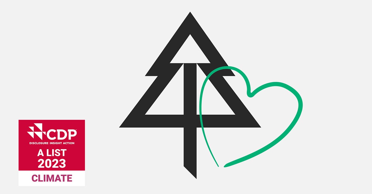 CDP A List 2023 logo with tree icon and green heart gesture