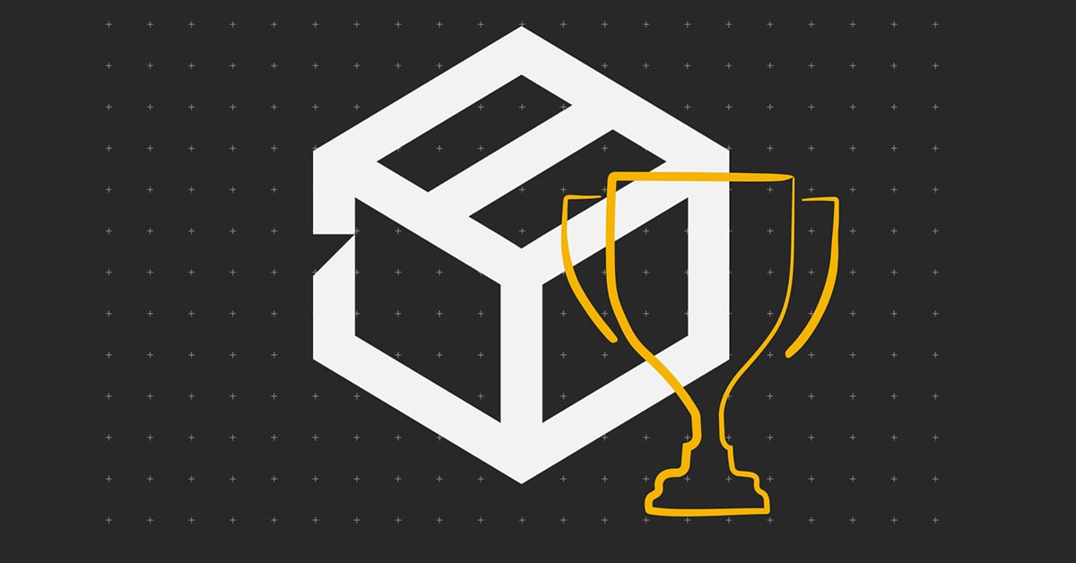 Packaging icon with yellow trophy gesture
