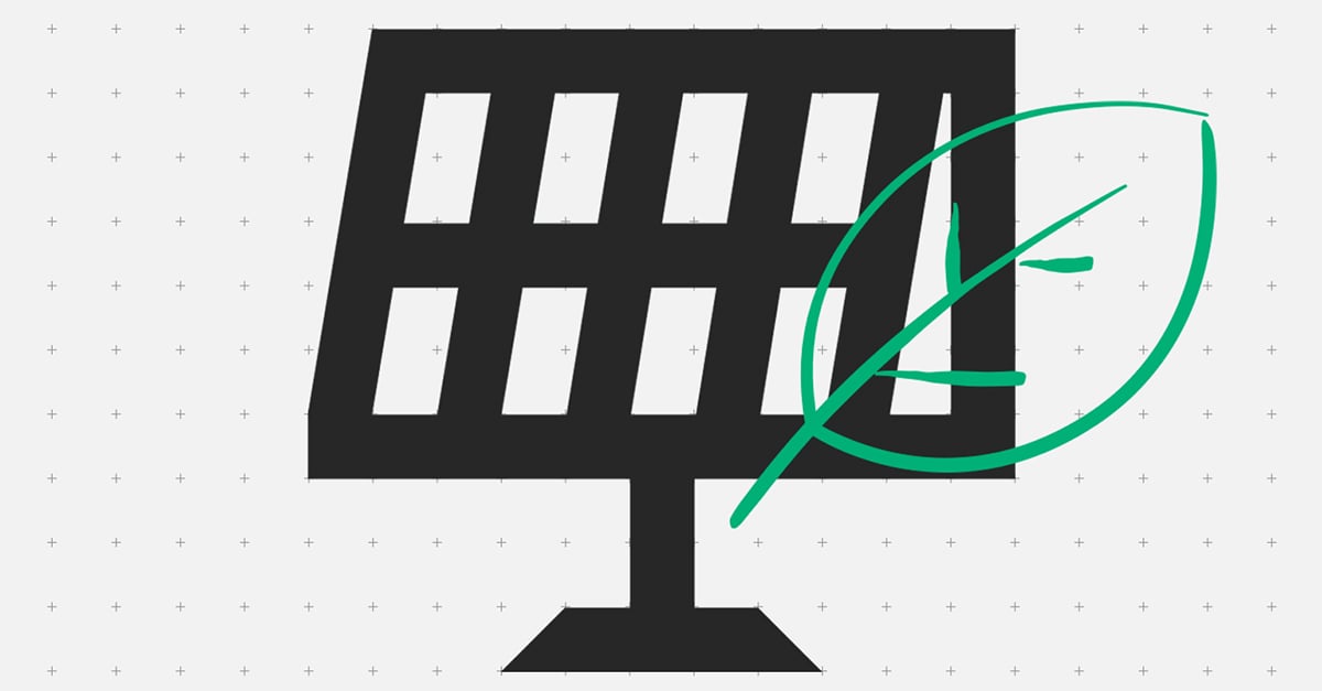 Solor panel icon with green leaf gesture