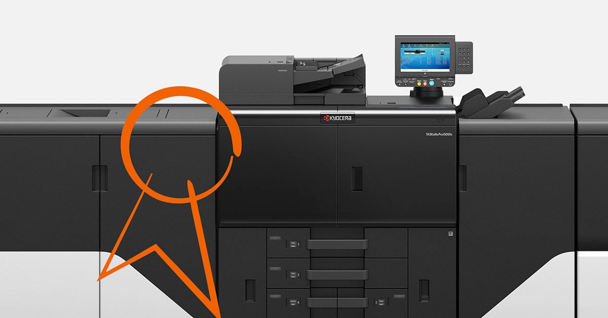 TASKalfa Pro 15000c device with orange award gesture