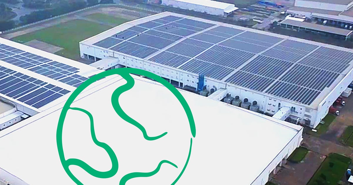 A top view of vietnam plant with solar panels installed